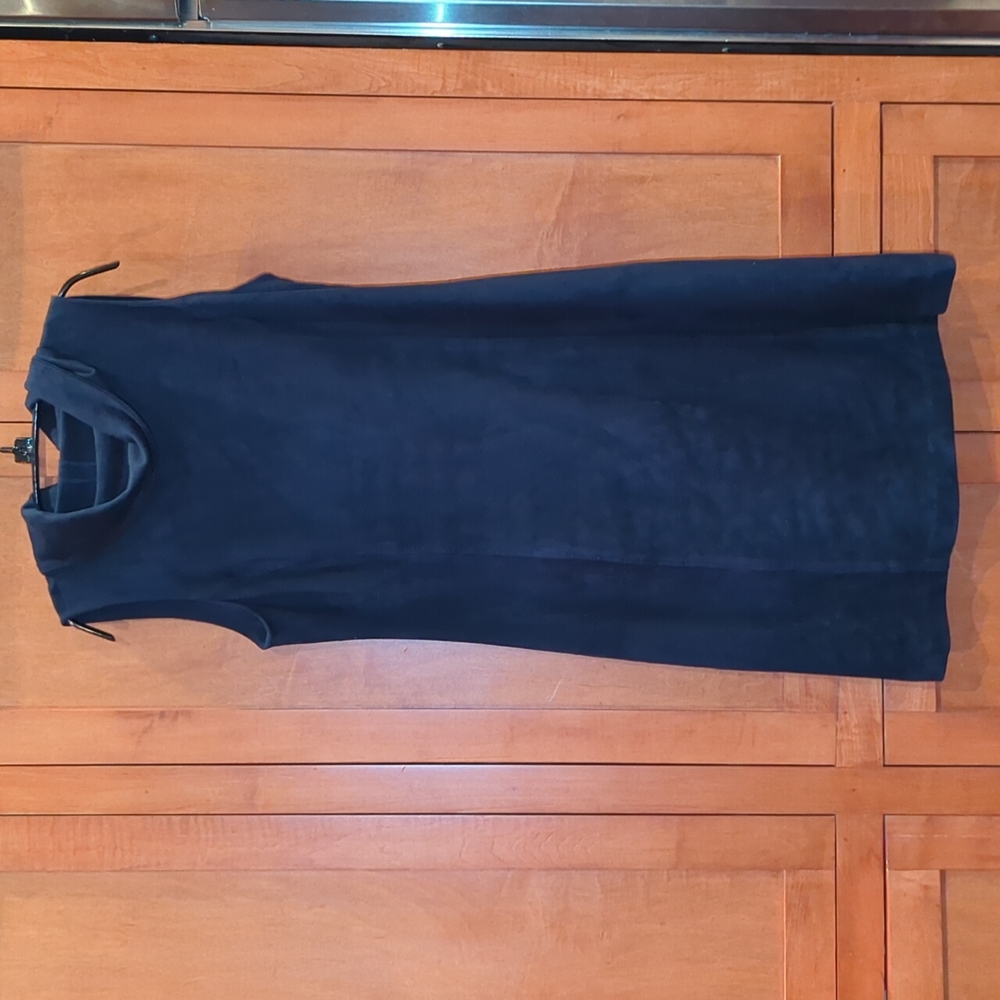 J. McLaughlin Pull On Navy Blue Suede Cowl Neck Dress Medium